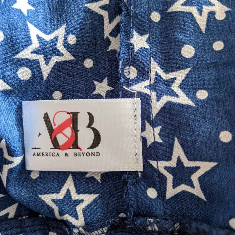 America & Beyond  Star Print Navy Blue Criss Cross Cami Top XL - Picture 6 of 6